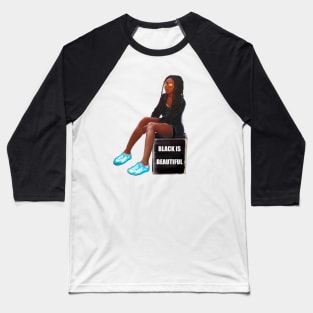 Black is beautiful black girl with Afro hair in dreadlocks and dark brown skin. Hair love ! Baseball T-Shirt